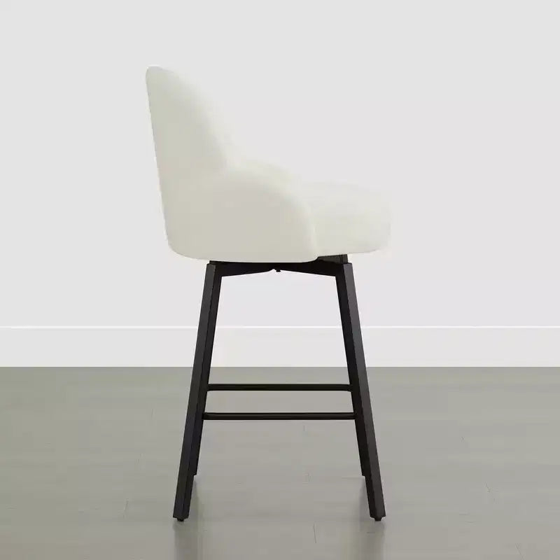 Tabouret de comptoir pivotant moderne Spruce&Spring avec dossier bas incurvé et assise rembourrée moelleuse