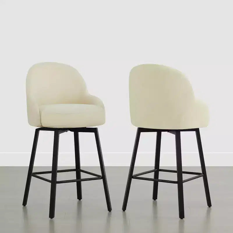 Tabouret de comptoir pivotant moderne Spruce&Spring avec dossier bas incurvé et assise rembourrée moelleuse