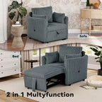 Fauteuil convertible CLIHOME avec USB et 2 oreillers, Canapé-lit une place, Canapé-lit gigogne