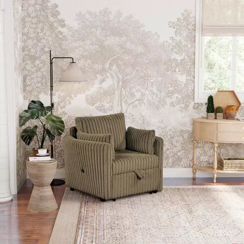 Fauteuil convertible CLIHOME avec USB et 2 oreillers, Canapé-lit une place, Canapé-lit gigogne