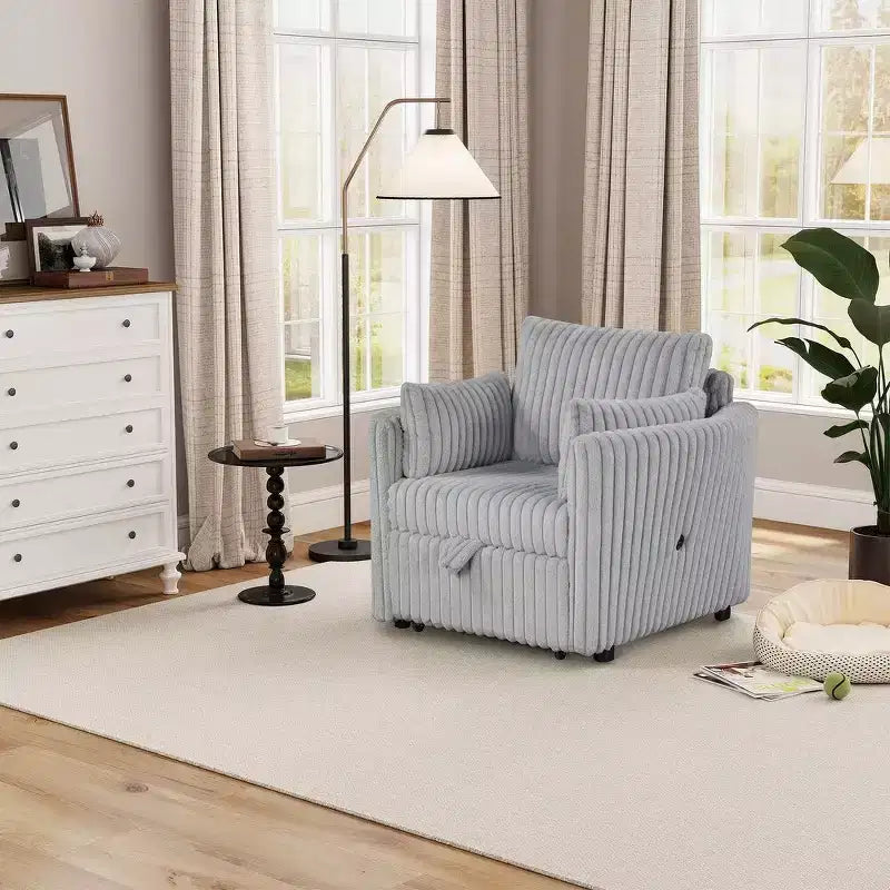 Fauteuil convertible CLIHOME avec USB et 2 oreillers, Canapé-lit une place, Canapé-lit gigogne
