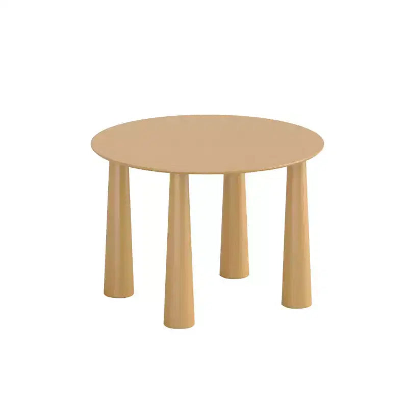PexFix Table à manger ronde 45" pour 4 personnes avec plateau à bords incurvés et 4 pieds coniques, pour salon, salle à manger, café, bureau, robuste, couleur naturelle