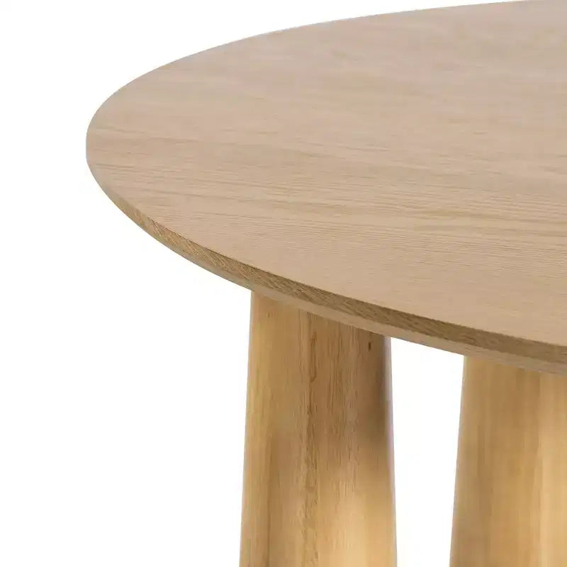 PexFix Table à manger ronde 45" pour 4 personnes avec plateau à bords incurvés et 4 pieds coniques, pour salon, salle à manger, café, bureau, robuste, couleur naturelle