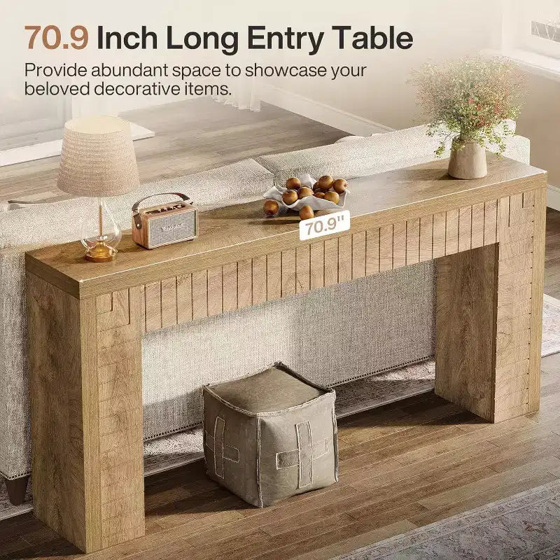 Lantine Table console extra longue de 180 cm pour entrée, table d'appoint étroite derrière le canapé, convient pour couloir, hall d'entrée, salon, marron
