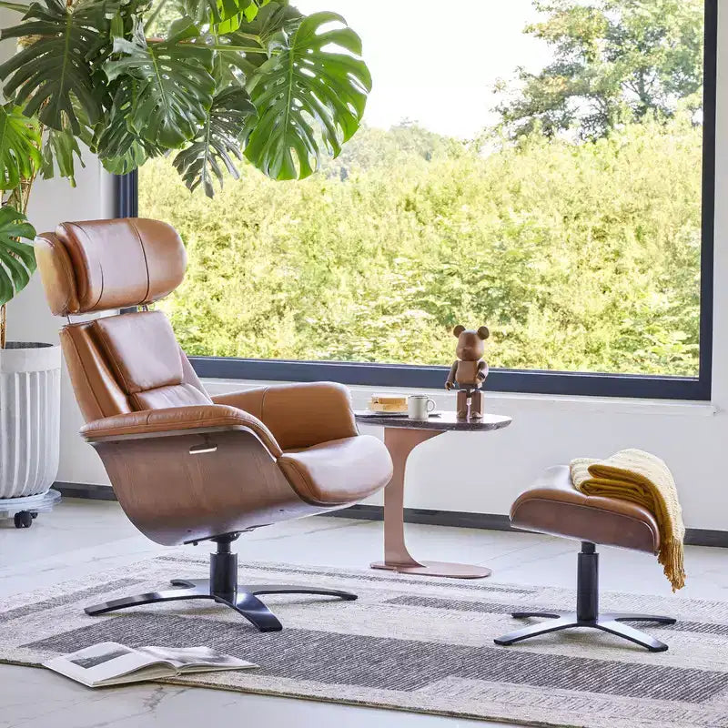 Fauteuil inclinable pivotant Spruce&Spring avec pouf et appuie-tête réglable