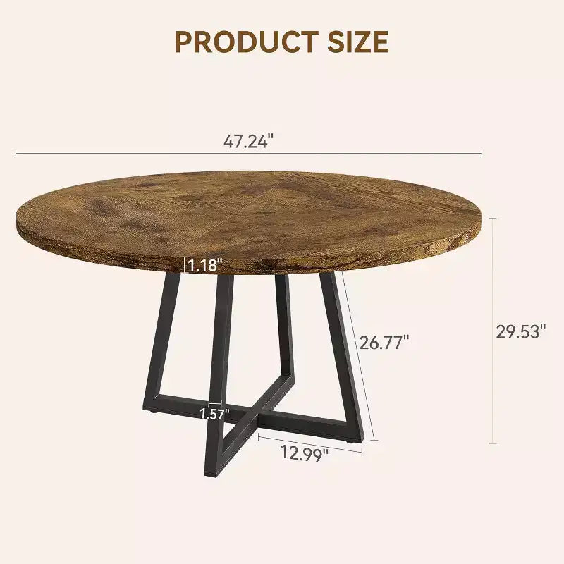 Table à manger ronde Acekool 47 - Style industriel avec base en métal