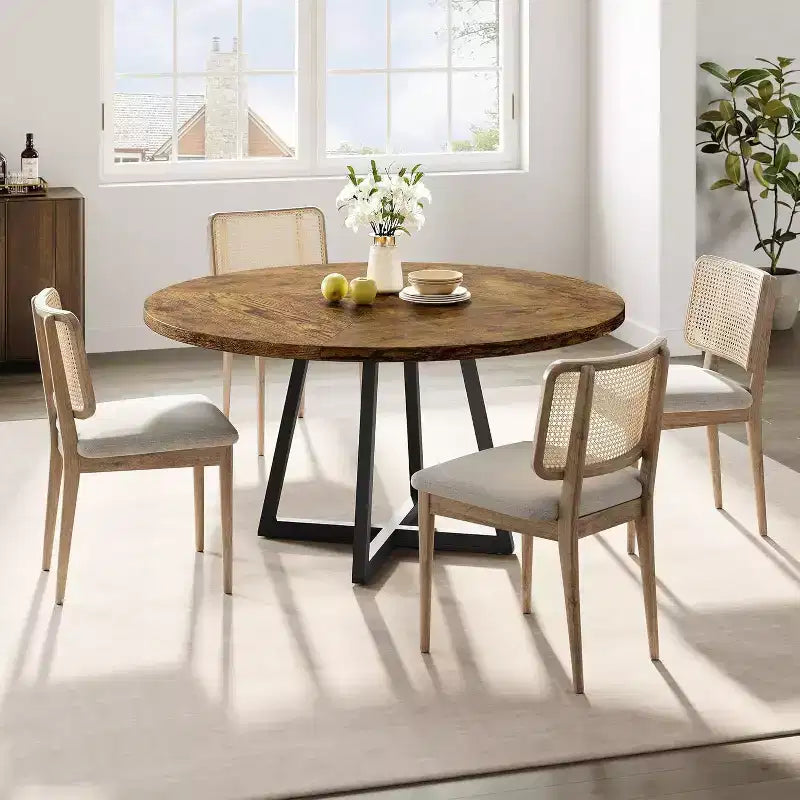 Table à manger ronde Acekool 47 - Style industriel avec base en métal