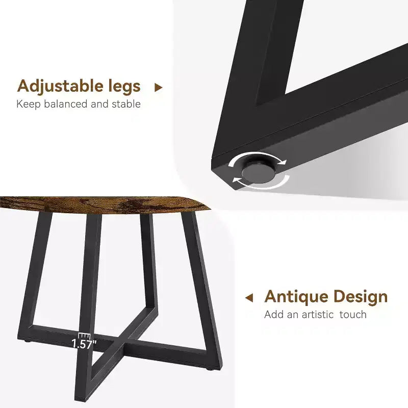 Table à manger ronde Acekool 47 - Style industriel avec base en métal