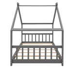 Lit de sol Montessori Bellemave, taille double, avec tête et pied de lit, gris
