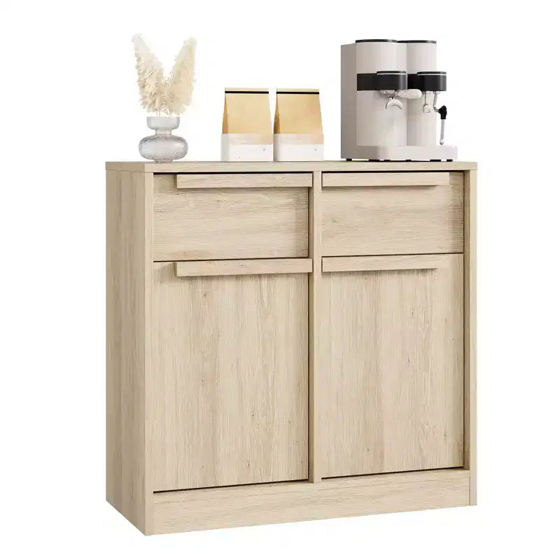 31,5 Meuble de Rangement Buffet, Meuble de Bar à Café d'Entrée avec 2 Tiroirs, Meuble Bas en Bois, Table Console Multimédia pour Salon