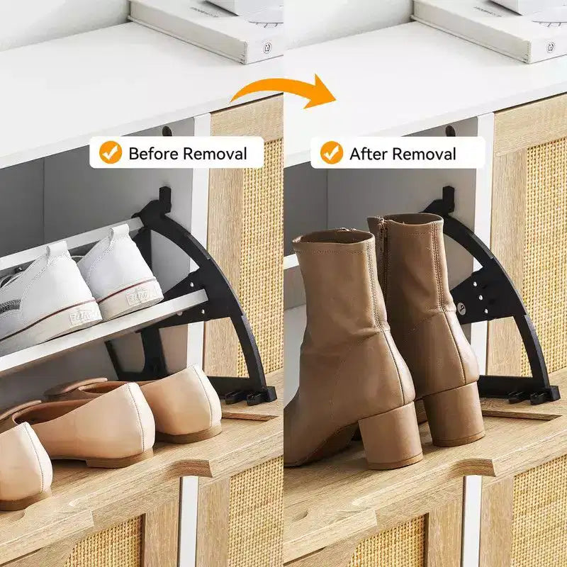 Meuble à chaussures avec 4 tiroirs - Meuble de rangement à chaussures avec panneaux cannelés et 3 niveaux de réglage