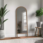 Miroir pleine longueur MAYEERTY en bois massif en forme d'arche noire 64x21x1 pouces sans support