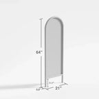 Miroir pleine longueur MAYEERTY en bois massif en forme d'arche noire 64x21x1 pouces sans support