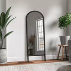 Miroir pleine longueur MAYEERTY en bois massif en forme d'arche noire 64x21x1 pouces sans support