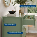 Commode à 5 tiroirs pour chambre à coucher, commode en bois de 81 cm de large avec poignées en métal, organisateur de rangement à cannelures, table de chevet étroite