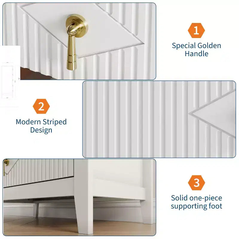 Commode à 5 tiroirs pour chambre à coucher, commode en bois de 81 cm de large avec poignées en métal, organisateur de rangement à cannelures, table de chevet étroite