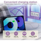 Cadre de lit de repos Acekool double avec lit gigogne, lit-canapé plateforme en métal avec station de recharge, lit d'appoint peu encombrant pour chambre, salon