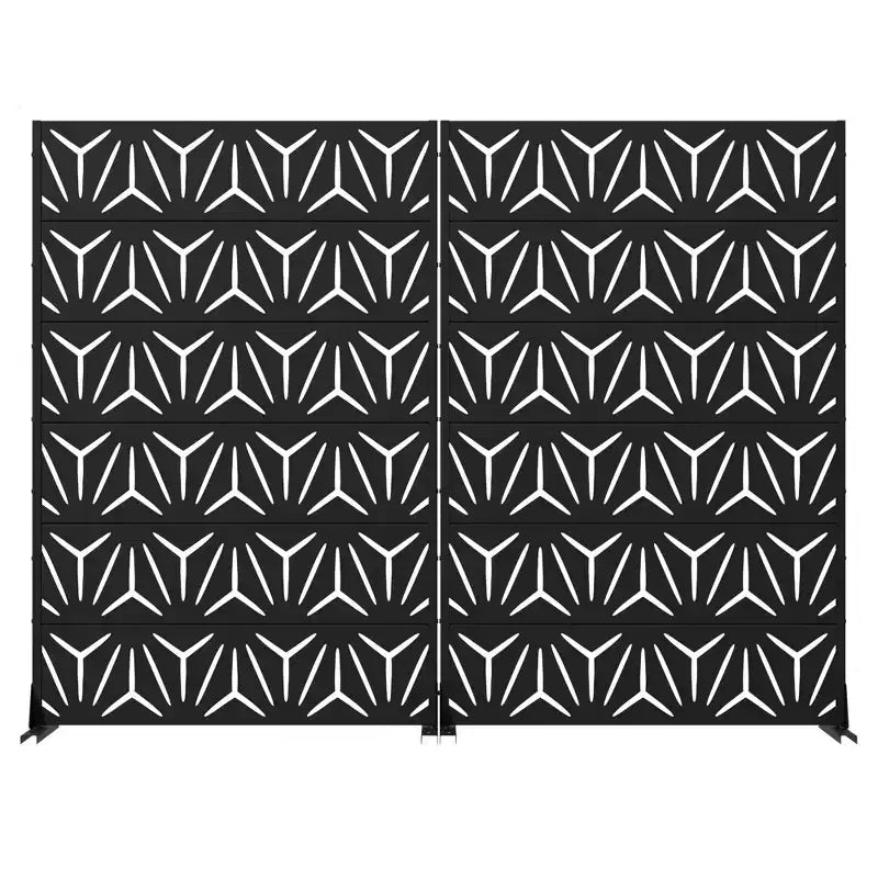 Paravent d'extérieur double face MAYEERTY Star 01 noir en acier galvanisé, 72x47x16, 6 panneaux