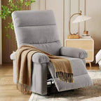 GustoWave Fauteuil inclinable manuel en tissu avec poche latérale, canapé simple réglable avec support dorsal ergonomique pour chambre d'enfant