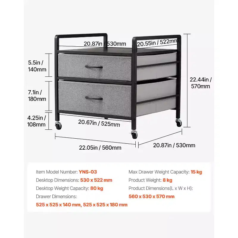 Support pour mini-réfrigérateur VEVOR avec rangement, table pour mini-réfrigérateur de 80 kg avec 2 tiroirs et 4 roulettes pivotantes, étagère mobile pour mini-réfrigérateur, gris