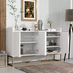 GDFStudio Truda - Buffet moderne de 120 cm avec étagères réglables et pieds en métal doré