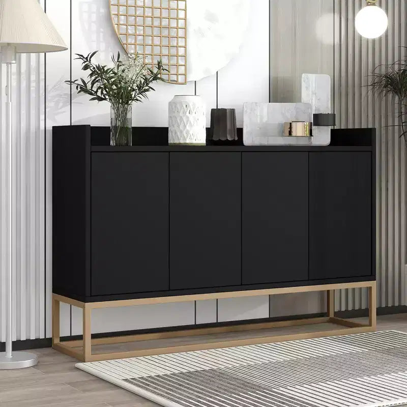GDFStudio Truda - Buffet moderne de 120 cm avec étagères réglables et pieds en métal doré
