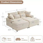 Ensemble de double chaise longue Whisen avec pouf réversible et rangement