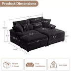 Ensemble de double chaise longue Whisen avec pouf réversible et rangement