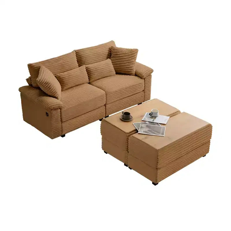 Ensemble de double chaise longue Whisen avec pouf réversible et rangement