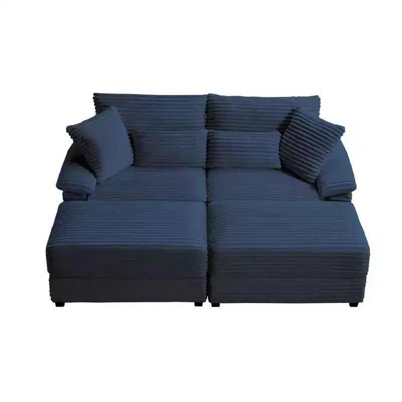 Ensemble de double chaise longue Whisen avec pouf réversible et rangement
