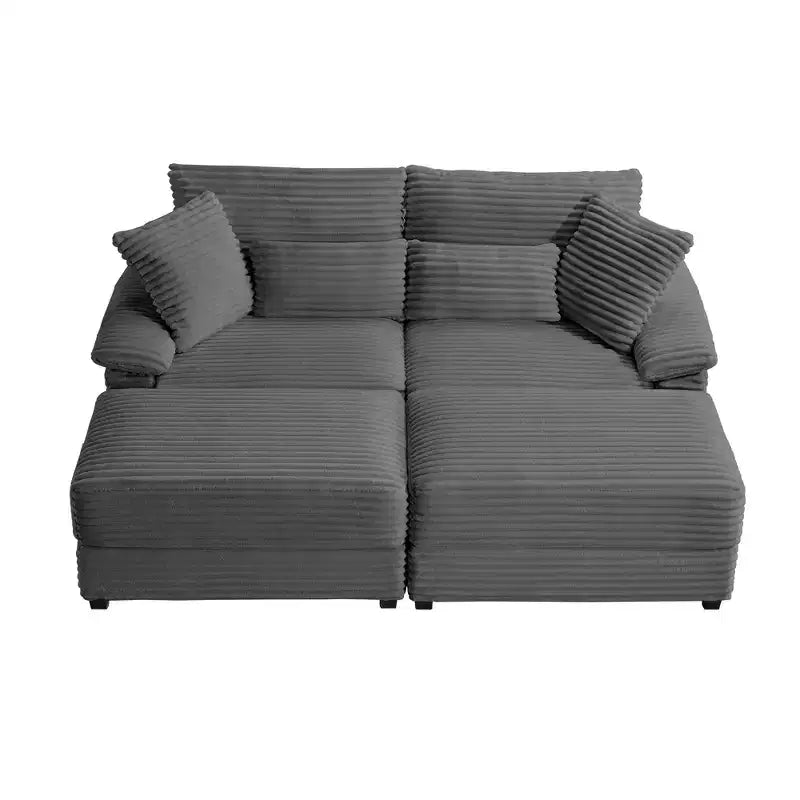Ensemble de double chaise longue Whisen avec pouf réversible et rangement