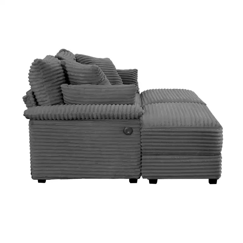 Ensemble de double chaise longue Whisen avec pouf réversible et rangement