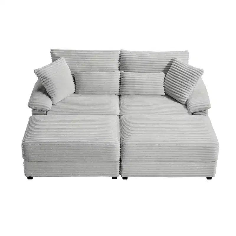 Ensemble de double chaise longue Whisen avec pouf réversible et rangement
