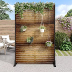 MAYEERTY Paravent de 72 pouces avec cadre galvanisé, écran d'intimité en bois, clôture de jardin, patio marron