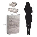 Commode Karl Home 7 tiroirs en panneaux de particules gris, 66 cm de large