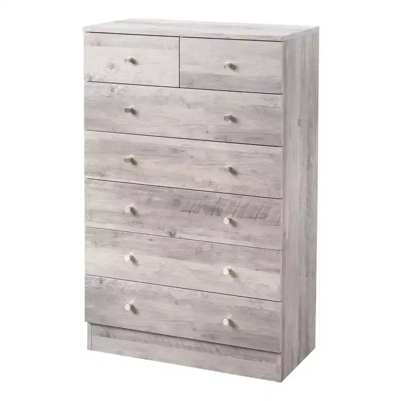 Commode Karl Home 7 tiroirs en panneaux de particules gris, 66 cm de large