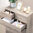 Commode Karl Home 7 tiroirs en panneaux de particules gris, 66 cm de large