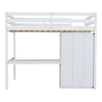 Lit mezzanine pleine grandeur avec armoire et bureau, lit mezzanine haut en bois avec tiroirs de rangement et étagères pour adultes, enfants et adolescents