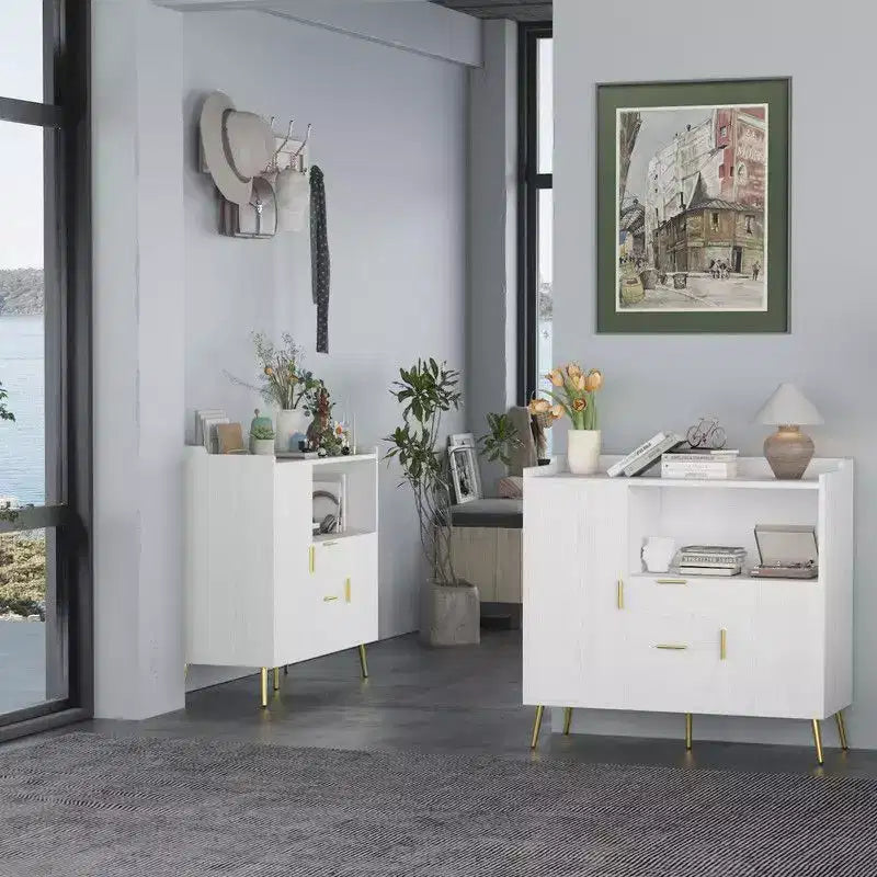Bahut de buffet avec tiroirs de 2 ensembles, 40 armoires de rangement de buffet de buffet avec étagères et portes