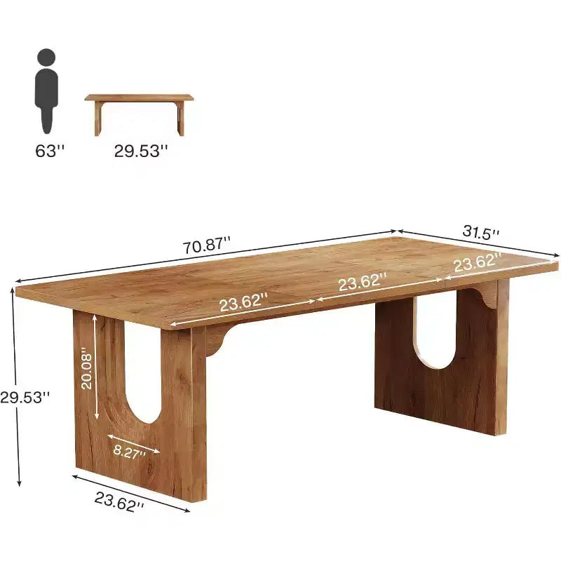 Table à manger moderne Lantine pour 6 personnes, grande table de cuisine de 180 cm avec base piédestal en bois, pour cuisine, salle à manger, salon