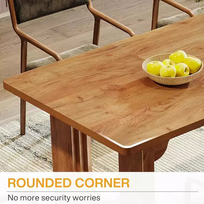 Table à manger moderne Lantine pour 6 personnes, grande table de cuisine de 180 cm avec base piédestal en bois, pour cuisine, salle à manger, salon