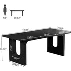 Table à manger moderne Lantine pour 6 personnes, grande table de cuisine de 180 cm avec base piédestal en bois, pour cuisine, salle à manger, salon