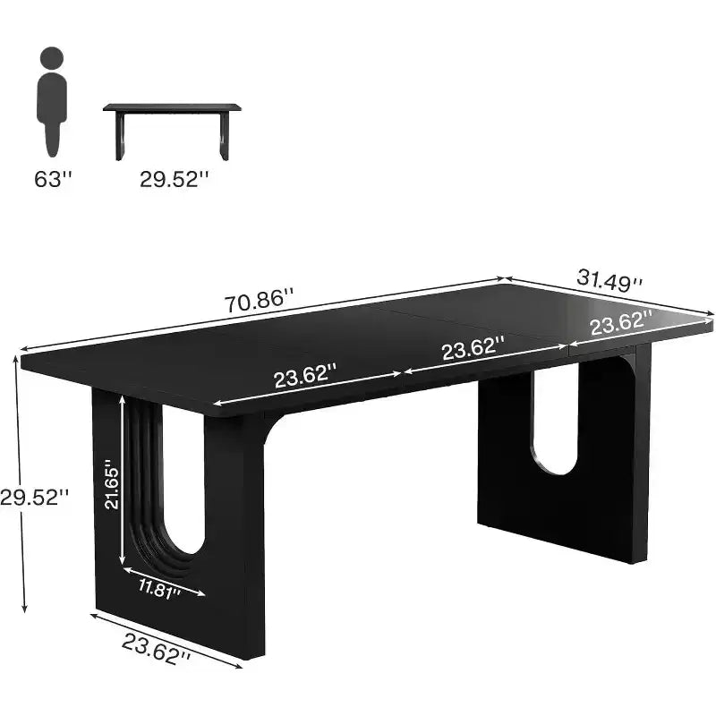 Table à manger moderne Lantine pour 6 personnes, grande table de cuisine de 180 cm avec base piédestal en bois, pour cuisine, salle à manger, salon