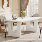 Table à manger moderne Lantine pour 6 personnes, grande table de cuisine de 180 cm avec base piédestal en bois, pour cuisine, salle à manger, salon