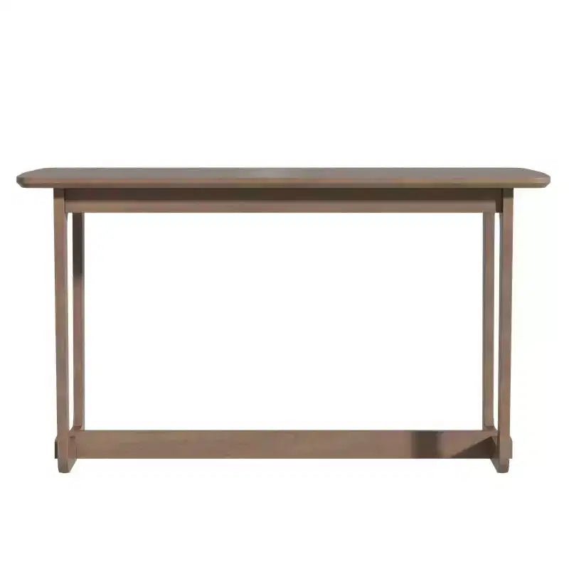Famapy Bureau d'ordinateur de bureau à domicile en bois d'hévéa massif du milieu du siècle avec coins arrondis, bureau d'écriture moderne, bureau de travail et d'ordinateur minimaliste
