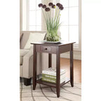 HomeStock Table d'appoint rectangulaire en bois, couleur marron, 66 cm de haut, 1 pièce
