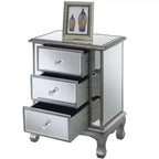HomeStock Table d'appoint rectangulaire de 24,75 po de hauteur en verre, couleur argent, 1 pièce