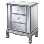 HomeStock Table d'appoint rectangulaire de 24,75 po de hauteur en verre, couleur argent, 1 pièce