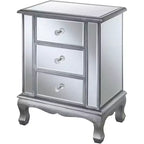 HomeStock Table d'appoint rectangulaire de 24,75 po de hauteur en verre, couleur argent, 1 pièce