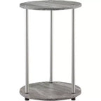 HomeStock Table d'appoint ronde en métal gris de 55,88 cm de hauteur - 1 pièce